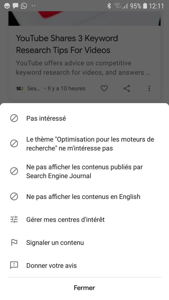 Example of Topic / Entity in Google Discover